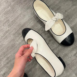 KYLETHOMASW  -  Shallow Mouth Mary Jane Shoes for Women Cute Bow Flat Single Shoes French Retro Small Leather Shoes