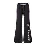 KYLETHOMASW  -  American Letter Print Elastic Waist Drawstring Flared Casual Pants Women Sexy Y2K Slimming Floor-Length Trendy Trousers