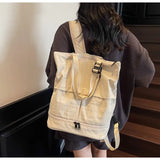 KYLETHOMASW  -  New Women Vintage Simple Backpacks Outdoor Travel Grunge Underarm Bags Y2k Aesthetic Cargo Solid Shoulder Handbags Trendy