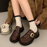 KYLETHOMASW  -  British Style Metal Buckle Women Low Heels Shoes 2025 New Fashionable Daily Dress Up Flat Shoes Outside Casual Comfortable Shoes