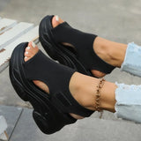 KYLETHOMASW  -  Brand Design Wedge Heel Sandals for Women Summer Knitted Fabric Platform Sandalias Mujer Buckle Thick Sole Gladiator Shoes