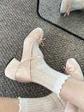 KYLETHOMASW  -  Retro Mary Jane Shoes Bow Knot Thick Heel Chunky Sole Fashionable Korean Style Women's Summer Shoes round Toe Slip-On