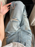 KYLETHOMASW  -  Fashion Bow Ripped Washed Casual Jeans Women Retro Summer New Loose Harajuku Street Casual High Waist Straight Wide Leg Jeans