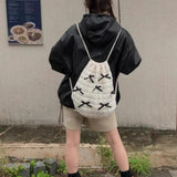 Kylethomasw Sweet Y2k Aesthetic Kawaii Bow Backpack Japanese Girls All Match Drawstring Backpacks Women Students Casual Trendy Schoolbags