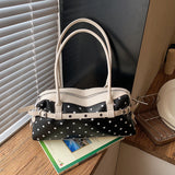 KYLETHOMASW  -  Korean Style Polka Dot Small PU Leather Top Handle Bag Ladies Contrast Color Shoulder Crossbody Bags New Trend Handbag