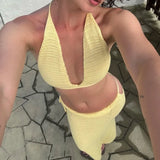 KYLETHOMASW  -  Women's Summer Skirt 2-piece Set Sexy Bikini Camisole Knit Maxi Skirt Set Beach Vacation Party New Women's Dress Sets