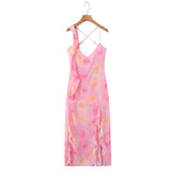 KYLETHOMASW  -  Romantic Floral Print Summer Vacation Dress Women Sexy Backless V Neck Ruffle Long Dresses Maxi Vestidos
