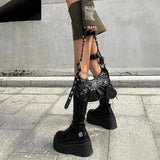KYLETHOMASW  -  Street Style Autumn Winter Women Knee High Boots Fashion Slip On Platform Heels Concise Long Botas De Mujer
