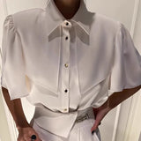 KYLETHOMASW  -  Blouses Solid Spring Summer Korean Fashion Chic Vintage Women Shirts Office Lady Simple Elegant Blusas Mujer
