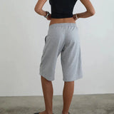 KYLETHOMASW  -  Women Y2k Baggy Sweat Shorts Studded Gym Knee Length Capri Shorts Elastic Waist Drawstring Loose basketball Short Pants