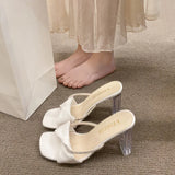 KYLETHOMASW  -  Fashion Square Head Women's Sandals Sexy Open Toe Transparent Chunky Heel Shoes Daily Versatile Ladies High Heels