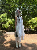 KYLETHOMASW  -  Women's Korean Dongdaemun design back lace dress + ruffled patchwork shorts two-piece set
