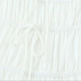KYLETHOMASW  -  Holiday White Bow O neck Elastic Body Puff Sleeve Long Dress Women Slim Ruched Waist A-lined Swing Dresses Summer Robe Vestidos