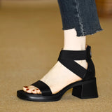 KYLETHOMASW  -  Spring Summer Fashion Women Chunky Heels Sandals Women Open Buckle Sandals Women Elegant Party Dress Shoes 413
