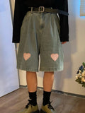 Kylethomasw Vintage Print Washed Wide Leg Denim Pants Women Couple Oversized Cropped Baggy Jeans Casual 2000s Y2k Streetwear Shorts Men