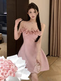 KYLETHOMASW  -  Evening Dresses Women Flowers Slash Neck Backless Sexy Elegant Slim Cocktail Dress Wedding Party Prom Banquet Celebrity