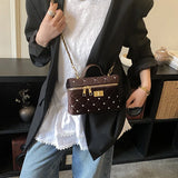 KYLETHOMASW  -  Velvet Diamond Grid Chain Bag Women's High-End Fashion Mini Shoulder Box Bag Urban Simple Style PU Material Daily Match