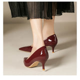 KYLETHOMASW  -  5cm Stilletos High Heels Dress Shoes Ladies Red/Nude Pumps Women Patent Leather Tacones Wedges Femme Office Gift Shoes Wedding