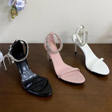 KYLETHOMASW  -  Luxury Rhinestones Women Heels Sandals Shoes Fashion Round Toe Female Ankle Strap Footwear Party Ladies High Heels Shoes Pumps