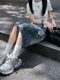 KYLETHOMASW  -  American Retro Printed Wide Leg Jeans for Women Summer High Street Spicy Girls Loose Casual High Waist Cropped Pants