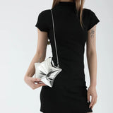 Kylethomasw Trendy Gold Silver Star Small Shoulder Bag Acrylic Shiny Mini Pentagonal Star Bag Chain Mouth Red Shoulder Bag