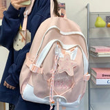 KYLETHOMASW  -  Women Students Contrast Color Patchwork Schoolbags Casual All Match Letter Printing Backpack Fashion Y2k Aesthetic Ins Backpacks