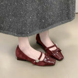 KYLETHOMASW  -  French Square Toe Block Heel Bow Shallow Single Shoes for Women New Spring and Summer Mary Jane Shoes