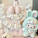 KYLETHOMASW  -  Sweet Cute Pink Lolita Girl Backpack Women Bow Lace Patchwork Large Capacity Daypack Ladies Korean Cartoon Print Mochilas Mujer