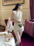 KYLETHOMASW  -  Luxury French Style Summer Suit Set High Waist Tweed Shorts & Top Elegant Lady Chic Two-Piece Outfit Trendy Office Wear Fashion