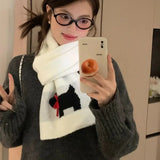 KYLETHOMASW  -  Sweet Hot Girl Japanese Style Cute Dog Knitted Scarf Women's Autumn/Winter Warm Scarf Fashion Female Trendy Accessories