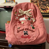 KYLETHOMASW  -  Bandage Bow Button School Bag Large Capacity Mochila Kawaii Cartoon Cute Backpack Japan Style Bags for Woman New Sac Femme