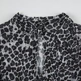 KYLETHOMASW  -  Printed irregular low cut scarf tie T-shirt pure desire style thin mesh top with breasted mesh