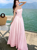KYLETHOMASW  -  Women's Sweet Pink Long Dresses Elegant Spaghetti Strap Lace-up Princess Evening Party Dress Summer Holiday A-line Vestidos Robe