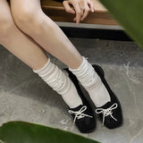 KYLETHOMASW  -  Shallow Sport Ballet Shoes Women Square Toe Round Flat Bottom Cross Tied Mixed Colors Mary Jane Shoes New Fashion Slip on Shoes