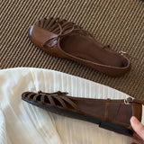 KYLETHOMASW  -  Sheepskin Version~ Design Sense Single Shoes Women's Woven Bow Ballet Flats Slip on Soft Leather Bohemian Casual Shoes for Women
