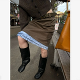 KYLETHOMASW  -  Women Slim Temperament Bag Hip Chamois Skirt Autumn Elegant Multilayer Ruffles Patchwork High Waist Mini Party Skirt Faldas 497P