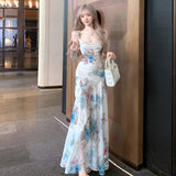 KYLETHOMASW  -  Temperament Dresses Women Sexy Floral Printed Fashion Sleeveless Slim Vintage Elegant Party Dress Elegant Ladies Backless