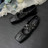 KYLETHOMASW  -  Cross-strap Shallow Mouth Ballet Shoes Women's Summer New Square Head Thick Heel Versatile Mary Jane Pumps High Heels