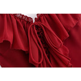 KYLETHOMASW  -  Sexy Women Ruffle V Neck Red Sling Long Dress Fashion Backless Sleeveless Elegant A-line Party Maxi Vestidos Summer