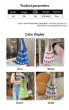 Kylethomasw Heart Pattern Color Blocking Crochet Handbag Shoulder Bag Large Capacity Fashion Versatile Knitted Hobo Bag Cute Tote Bag Women