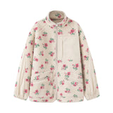KYLETHOMASW  -  Oversize Lazy Bear Jackets Floral Printed Fleece Warm Winter Jacket Coats for Women Outfit Loose Long Sleeve Casual Bohemia Coat