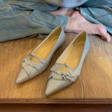 KYLETHOMASW  -  Genuine Leather Pointed Toe Women Flats Shoes Shallow Loafers Shoes Casual Walking Shoes Woman Sandals Trend Fashion Comfortable
