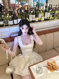 KYLETHOMASW  -  French Luxury Socialite Strap Camisole Dress Sweet Bow Waist Cinched Slimming A-line Mini Birthday Dress for Women