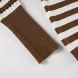 KYLETHOMASW  -  Sweet Slim Casual U Neck Long Sleeve Striped Contrast Color Pullover Knitted Pullovers