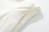 KYLETHOMASW  -  Holiday Front Cross Lacing up Bandage Bow Zipper Waist Mini Skirt Women White Spliced Lace Hem Ruched Swing A-lined Skirts Black