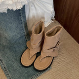 KYLETHOMASW  -  Retro Style Clip Toe Women Ankle Boots Spring Autumn Fashion Shoes Ladies Causal Slip On Sandalias Booties