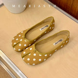 KYLETHOMASW  -  Novelty satins Leather bowknot Split Toe flat shoes woman mary janes Japanese trotters flats Tabi ninja loafers women Moccasins