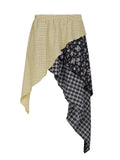 KYLETHOMASW  -  Y2k Low Waist Patchwork Flower Print Irregular Fashion Slight Strech Mid-length Skirts