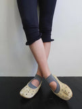 KYLETHOMASW  -  Women Chic Split Toe Leather Ballet Flats Perforated Tabi Style Slip-On Shoes Breathable Design Beige Black Summer