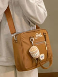 KYLETHOMASW  -  Vintage Casual Canvas Shoulder Bag Women Harajuku Aesthetic Zipper White Handbag Tote Bag Female Retro Crossbody Bags